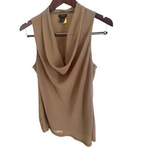 Ann Taylor blouse sleeveless beauty toupe light brown size S like new